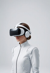 a Futuristic VR, minimalism, white studio setting in editorial photography, hyper realistic