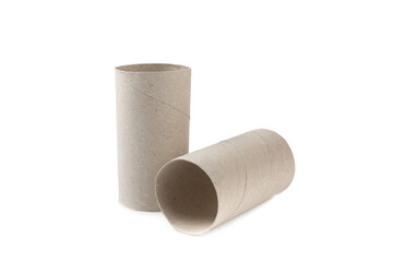 Empty toilet paper roll. Empty toilet paper rolls for the toilet, isolated on a white background. Paper tube of toilet paper.