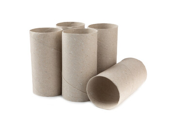 Empty toilet paper roll. Empty toilet paper rolls for the toilet, isolated on a white background. Paper tube of toilet paper.