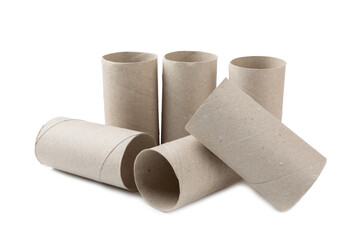 Empty toilet paper roll. Empty toilet paper rolls for the toilet, isolated on a white background. Paper tube of toilet paper.