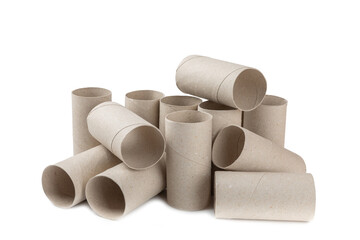 Empty toilet paper roll. Empty toilet paper rolls for the toilet, isolated on a white background. Paper tube of toilet paper.