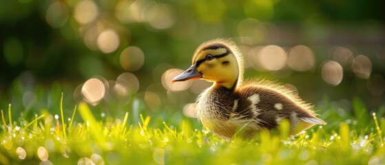 duckling on the green grass