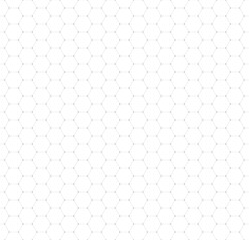 Hexagon seamless pattern. Vector monochrome background. Texture of geometric shapes, hexagons. Lines, dots, cells, honeycombs.