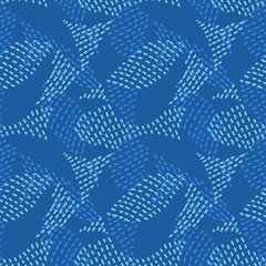 Blue seamless pattern with dash lines. Hand drawn print - 781246684