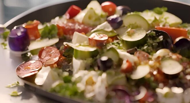 Fresh Greek salad with feta cheese.
