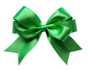 Green bow ribbon isolated on transparent background