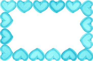 Gorgeous Frame of Arctic Blue Heart Shaped Marshmallow Candies on transparent backdrop, png file