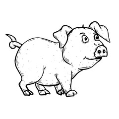 Line illustration of a pig