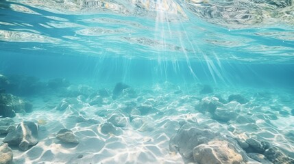 Obraz na płótnie Canvas Abstract double light exposure blurry summer ocean and sea illuminated with radiant lights