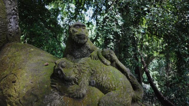 Statues of Monkeys in the Monkey Forest, Ubud, Bali, Indonesia.