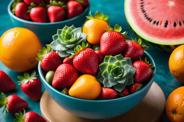 Vibrant Morning Delights: Succulent Fruit Salad, Sizzling Fajitas, Gourmet Cheese Platter, and More