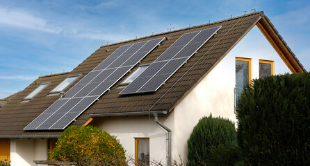 Home solar panel. Alternative energy is used for heating and water heating. Eco-friendly...