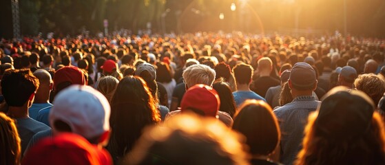 A political rally with a large crowd
