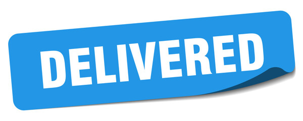 delivered sticker. delivered label