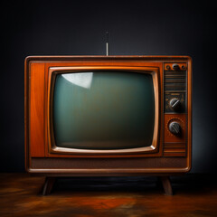 An old fashioned television sitting on top of a wooden table, Generative AI
