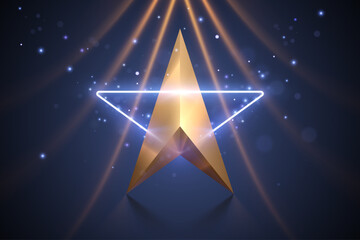 Golden star shape with light effects - 781255814