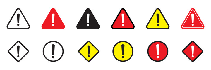 Caution signs. Danger, warning sign, attention sign. Danger icon, warning icon, attention icon.