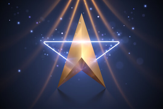 Golden star shape with light effects