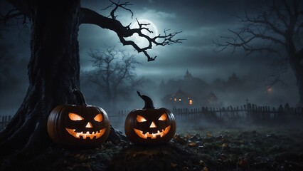 halloween background with pumpkins