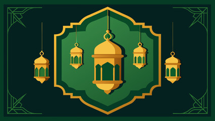 Eid Mubarak Frame Elegant Gold Vector on Dark Green Background
