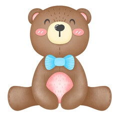 Drawing of happy birthday, super cute baby bear
