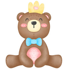 Drawing of happy birthday, super cute baby bear
