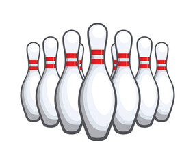 classic ten pin bowling pins set up - obrazy, fototapety, plakaty