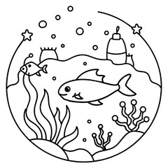     whimsical underwater world vector illustration.
