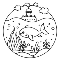     whimsical underwater world vector illustration.

