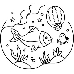 Fototapeta premium whimsical underwater world vector illustration. 