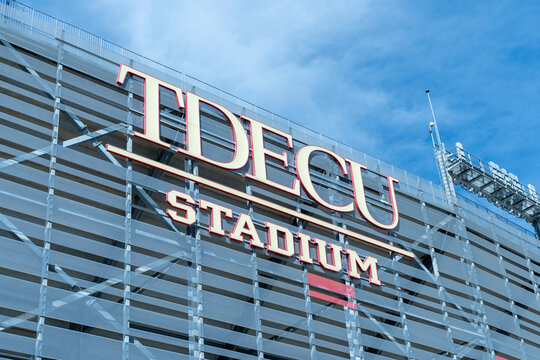 Houston, Texas, USA - April 5, 2024: UH (University of Houston) logo sign on the building at TDECU Stadium in Houston, Texas, USA.