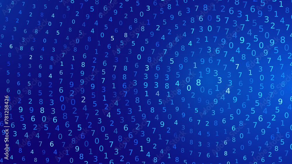 Aufkleber Abstract Numbers Matrix Background. Binary Computer Machine Code. Coding Programming Hacker Concept. Computer Science or Network Security Education Vector Background Illustration.