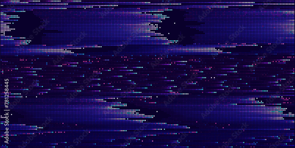Aufkleber Colorful Pixels Glitch Screen Effect Background. Abstract Digital Pixel Dots Noise Glitch Error. Overlay Texture Pixel Sorting Effect Illustration. Modern Sci-Fi Game Vector Background.