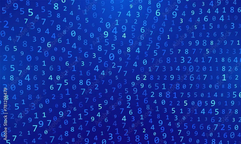 Aufkleber Abstract Numbers Matrix Background. Binary Computer Machine Code. Coding Programming Hacker Concept. Computer Science or Network Security Education Vector Background Illustration.