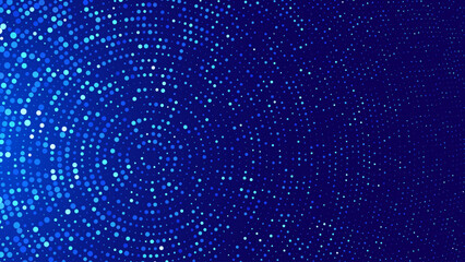 Abstract Digital Circles of Particles with Noise. Futuristic Circular Sound Wave. Big Data Visualization. 3D Virtual Space VR Cyberspace. Crypto Currency Concept. Vector Illustration.