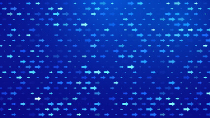 Digital Arrows Moving Forward Background. Blue Arrows Pattern. Abstract High-Speed Data Flow. Dynamic Movement Technology Pattern for Banner or Poster Design Concept. Vector Illustration.