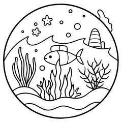     whimsical underwater world vector illustration.
