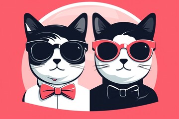 Couple of pretty stylish cats in sunglasses