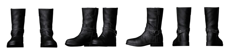 biker leather boots isolated