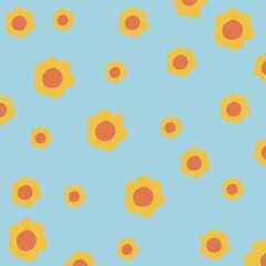 Blue background image filled with yellow flowers