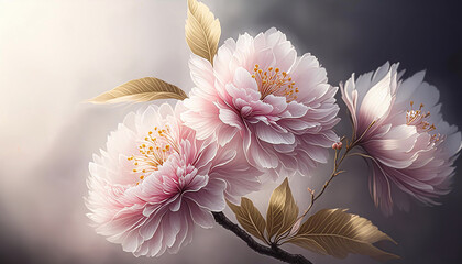 Wiosenne różowe kwiaty wiśni. Tapeta kwiatowa - obrazy, fototapety, plakaty