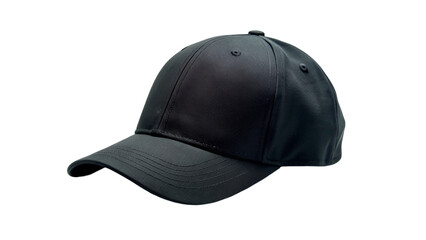 Fototapeta premium Black hat baseball cap isolated on transparent background