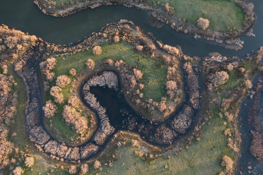 Meandering Ciguera River in Ciudad Real, Spain