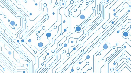 Simple circuit board pattern, blue and white color scheme background