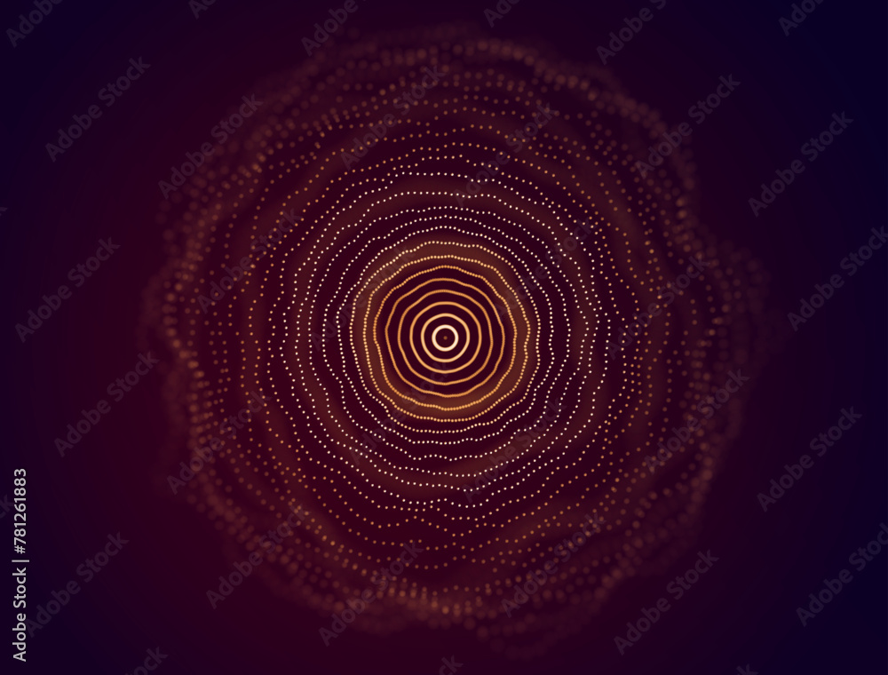 Aufkleber Radial Sound Wave Curve with Light Particles. Colorful Equalizer Background. Abstract Dots Cover. Vector Illustration for Music posters, covers, banners, events.