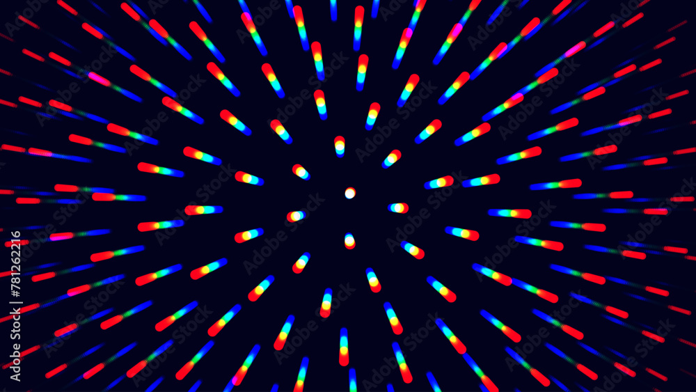 Aufkleber Abstract Colorful Blast Lines. Dynamic Music Particles Flow. Blurred Neon Particles Lights Effect. Music Sound Wave Visualization. Abstract Vector Background. RGB Audio Wave Visualization.