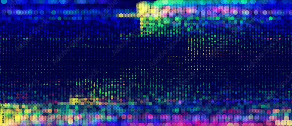 Poster colorful rainbow glitch screen effect. abstract digital pixel crosses noise glitch error. overlay te