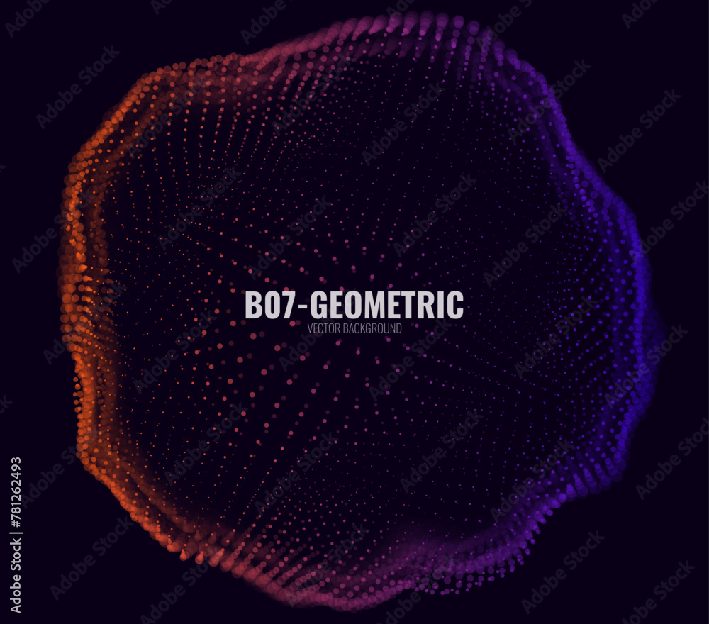 Poster Abstract Sound Music Visualization Sphere Particles. Futuristic Technology Background. Elegant Design Element for Dance Party Presentations. Music Circle Wave. Vector Illustration EPS10