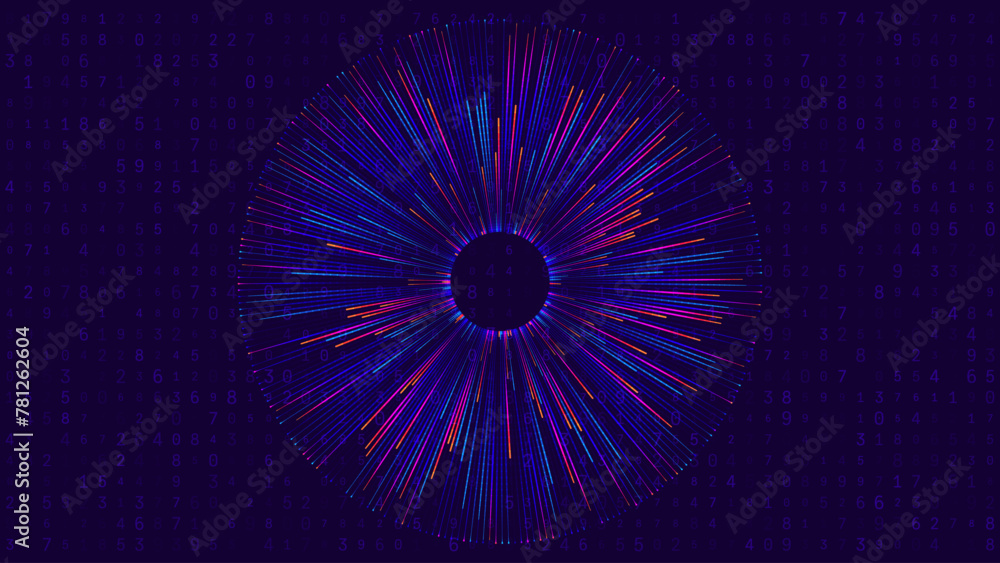 Aufkleber Abstract Digital Eye. Data Network and Cyber Security Technology Background. Futuristic Virtual Cyberspace and Internet Surveillance. Digital Eye Computer Vision or Safety Scanner. Vector Illustration