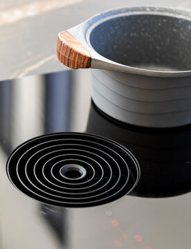 Modern induction cooktop with stylish saucepan
